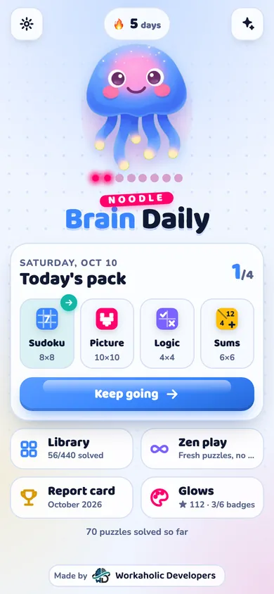 Home screen with today's pack and Neuro